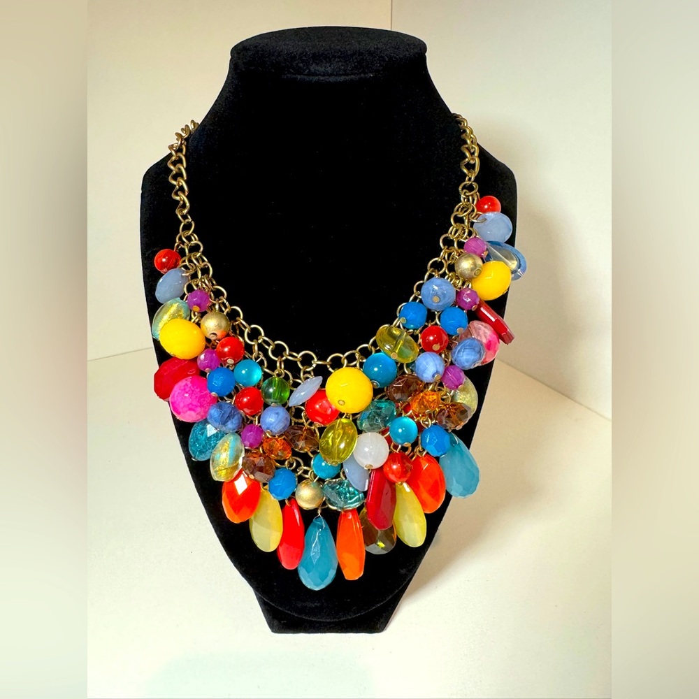Multi-Color Beaded Statement Necklace